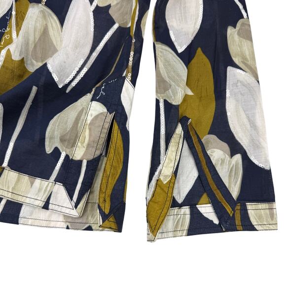 TORY BURCH Tulip Print Sequin Embellished Tunic Blouse Top Size 2 - Picture 8 of 10